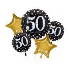 Black & Gold 50th Birthday Balloon Gift