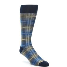 Blue, Grey and White Tweed Check Socks