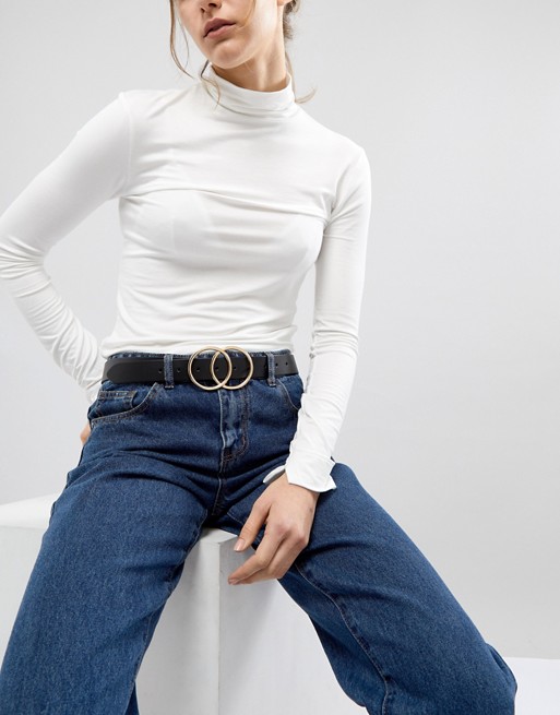  leather double circle waist and hip belt