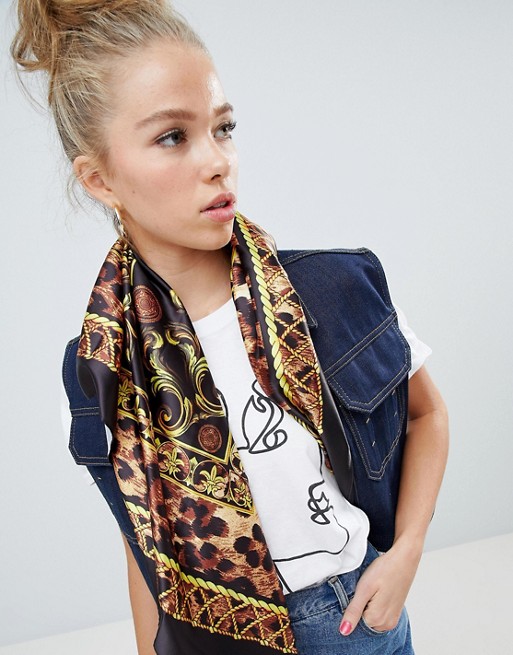 oversized leopard brocade scarf
