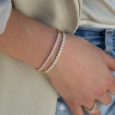 14KT Rose Gold Diamond Small Kira Bangle worn on hand