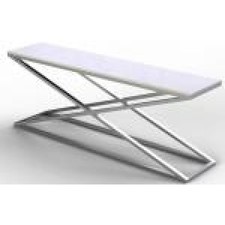 River Glass Top Console table with Stainless Steel Legs