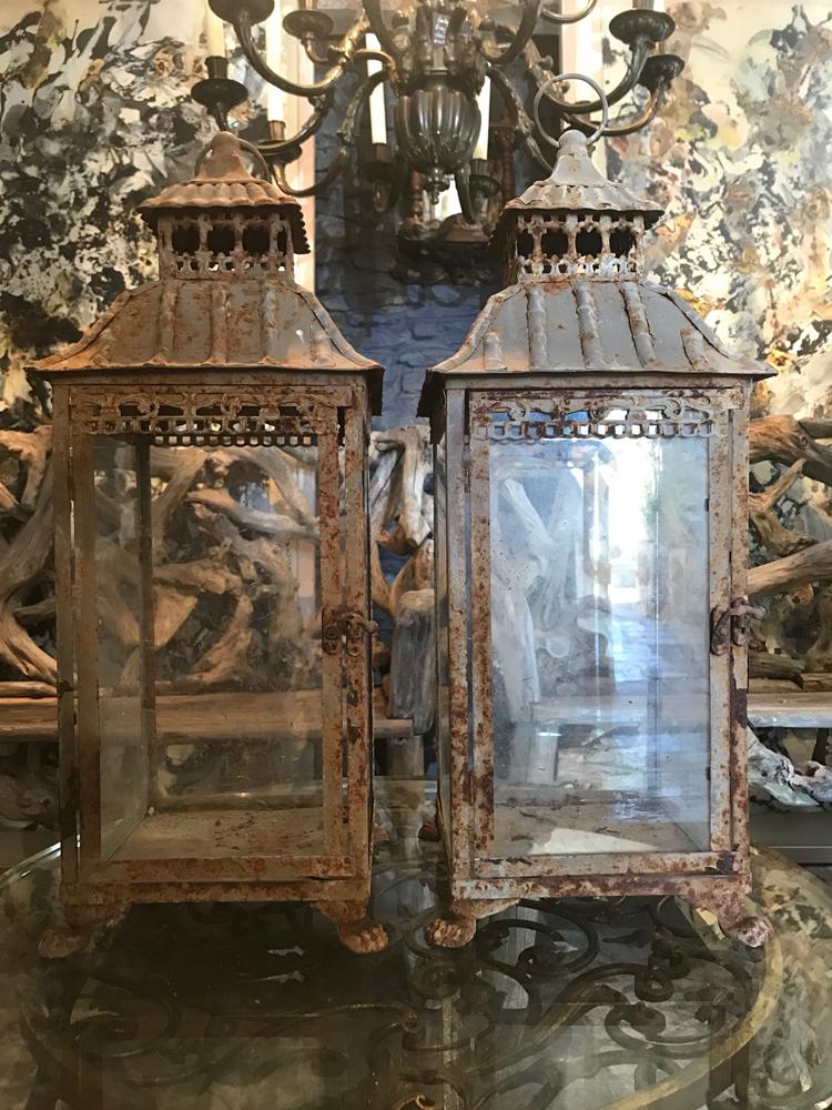 Pair of regency tole lanterns.