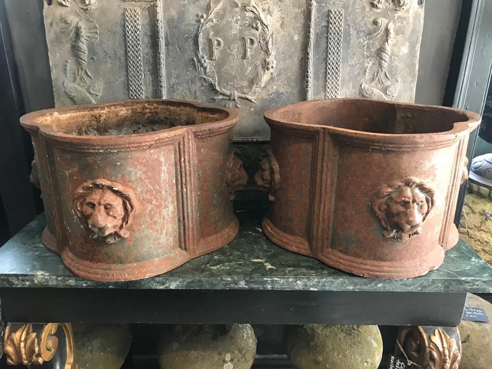 Pair of C19 th cast iron urns