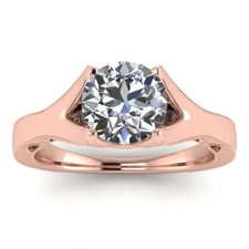 14k Rose Gold Shiny Nova Milgrained Engagement Ring 
