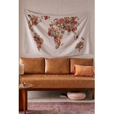  Botanical Floral Map Tapestry