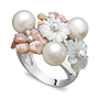 Pearl Ring, Sterling Silver Mother of Pearl and Cultured Freshwater Pearl Flower Ring - Rings - Jewelry & Watches - Macy's