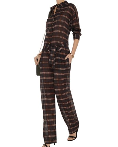 Brown Formal Flannel Jumpsuit