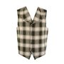 Beige and Brown Checked Flannel Vest for Men