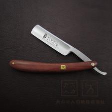 free shipping Titan wood handle straight razor steel blade sharp alrea – beauty-galleria