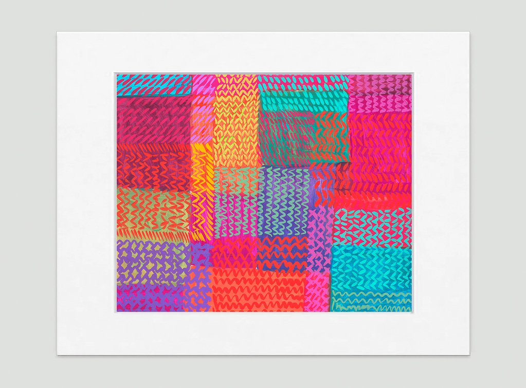 Zigzag Pink Aqua Abstract A...