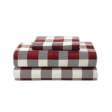Bold Brick Shepherd Checks Flannel Bed Sheet