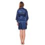 Picture of Navy blue Satin Robe for Bride with clear Rhinestone