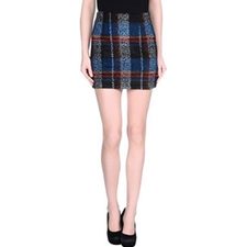 Black and Blue Dazzle Pencil Flannel Skirt