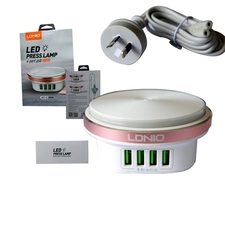 4-Port USB Charger LED Press Lamp Charging Station