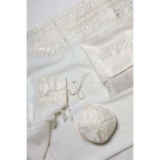 White On White Classic Tallit With an Embroidered Atara