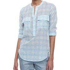 Cascade Blue and White Cotton Flannel Shirt