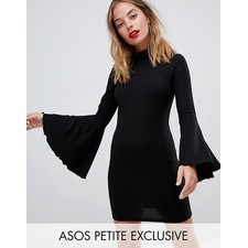 Petite mini bodycon dress with flared sleeves