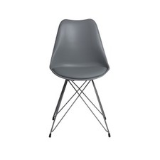Grey Dining Chair  with Powder Coated Metal Legs