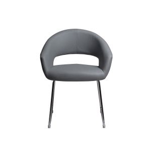 Grey Dining Chair with Chro...