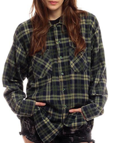 Green Boyfriend Wool Shirt ...