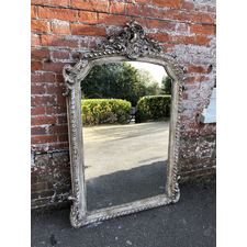 A Delightful Antique French Mirror 19th Century  carved wood & gesso shaped top original gilt Mirror