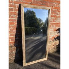 A Superb Antique French Mirror 19th Century  carved wood painted Ribbed framed plain Bistro Mirror.