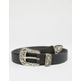 leather slim western belt in black
