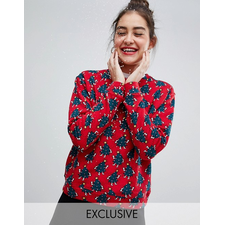 Monki xmas tree sweat in red