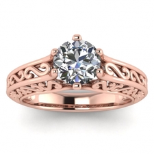 14k Rose Gold Roux Unique Solitaire Ring 