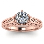 14k Rose Gold Roux Unique Solitaire Ring 