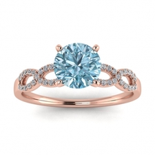 14k Rose Gold Mona Scalloped Pave Infinity Aquamarine and Diamond Ring (1/10 CT. TW.)