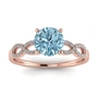14k Rose Gold Mona Scalloped Pave Infinity Aquamarine and Diamond Ring (1/10 CT. TW.)