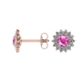 14k Rose Gold Pink Sapphire and Diamond Star Halo Earrings (1/2 CT. TW.)