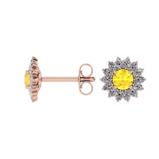 14k Rose Gold Citrine and Diamond Star Halo Earrings (1/2 CT. TW.)