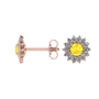 14k Rose Gold Citrine and Diamond Star Halo Earrings (1/2 CT. TW.)