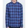Color Lock Blue Check Flannel Shirt