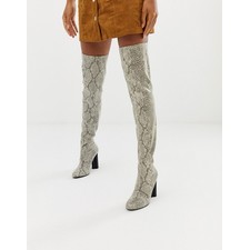 Kalise stretch thigh high boots in Snake