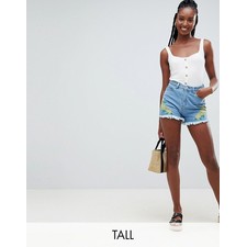 Influence Tall | Influence Tall Floral Embroidered Denim Shorts