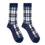 Cottage Cheese Cream and Blue Check Socks