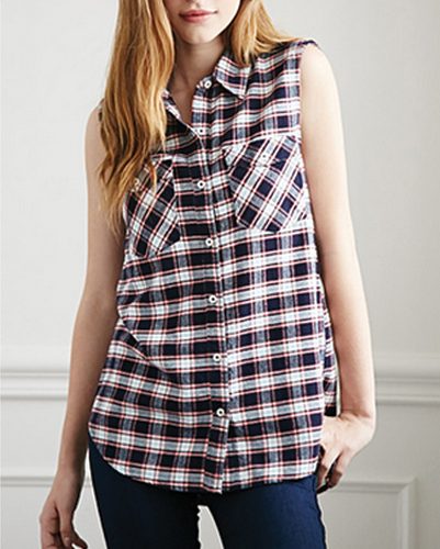 Blue Plaid Tunic Shirt