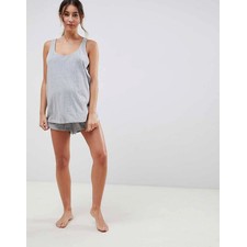 Maternity Mix & Match Pyjama Vest & Short Set in Grey
