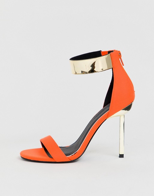 Hydroid barely there heeled sandals in neon orange