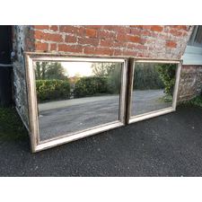 A Superb Pair of Antique French 19th Century wood & gesso original silver/gilt Bistro Mirrors.