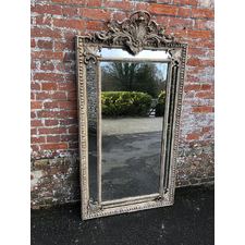 A Spectacular Antique French 19th Century carved wood & gesso painted Cushion Mirror.