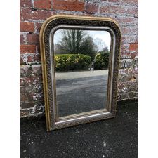 A Wonderful good size Antique French 19th Century carved wood & gesso original silver/gilt arched top Mirror.