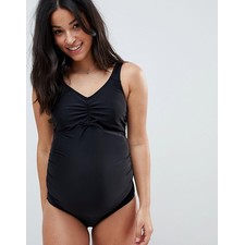 Maternity essential u-back swimsuit in black