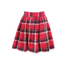 Broad Belt Check Flannel Skirt