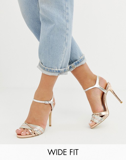 wide fit strappy sandal in metallic