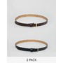 2 pack skinny waist faux croc jeans belts